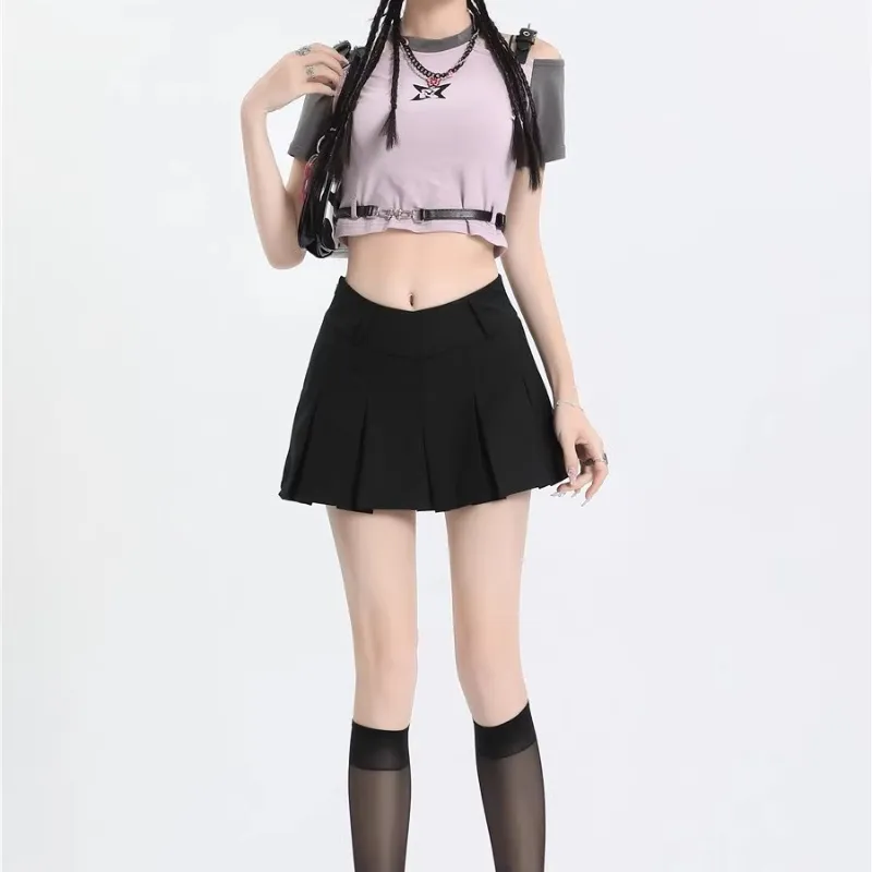 ZAVK Casual Short Skirts Women's Black-3