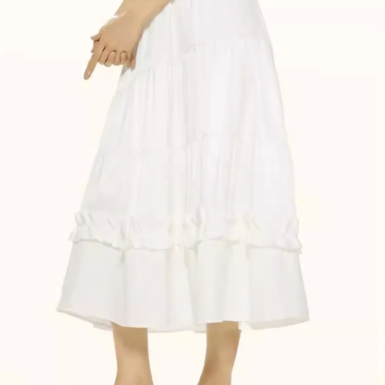 ZAVK Casual Long Skirt Women's White-7
