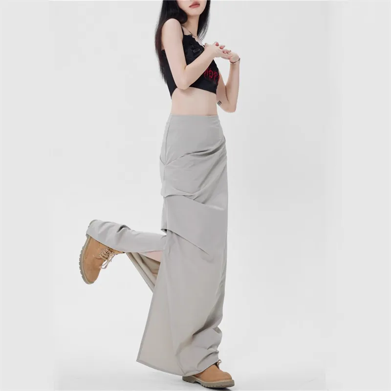 Vine Color Casual Long Skirt Women's-11