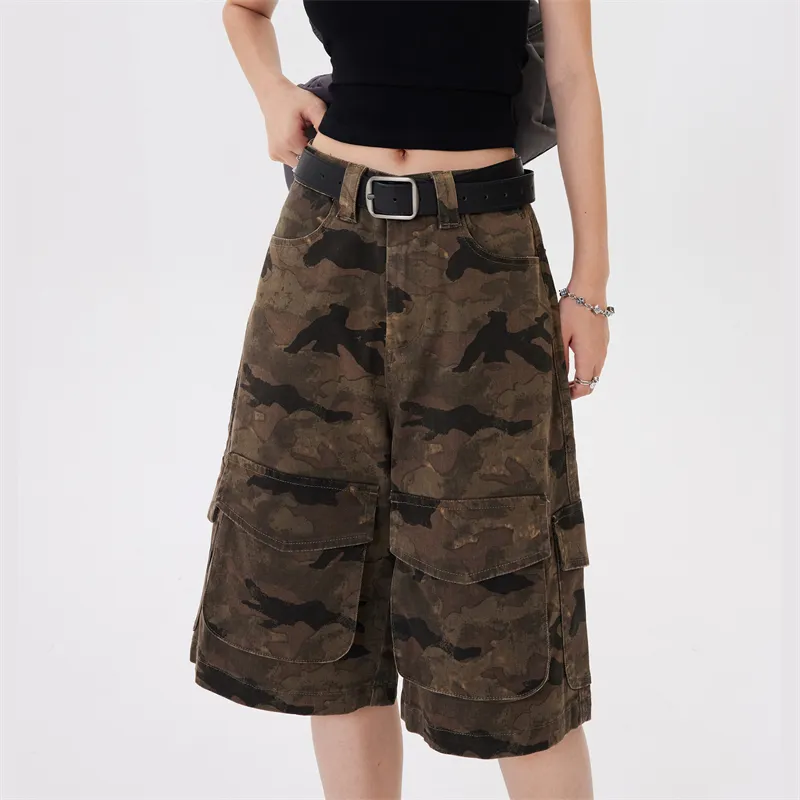 ZAVK Denim Shorts Women's [Camouflage Brown]-5