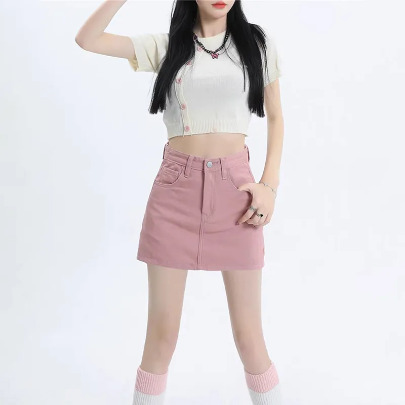 ZAVK Casual Short Skirts Women's Dirty Pink-5