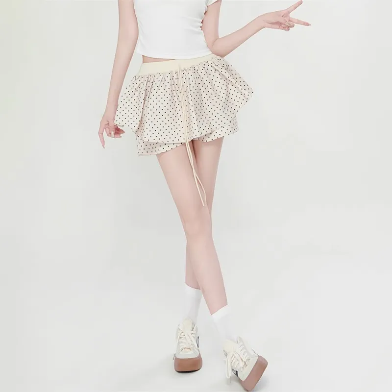 ZAVK Casual Short Skirts Women's Spotted Warm White-2