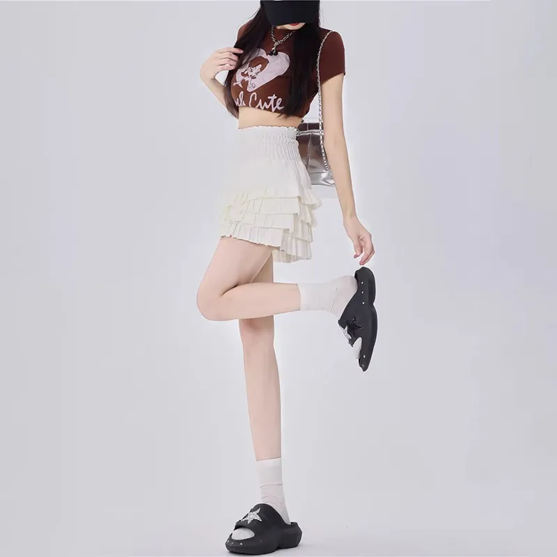 ZAVK Casual Short Skirts Women's White-6
