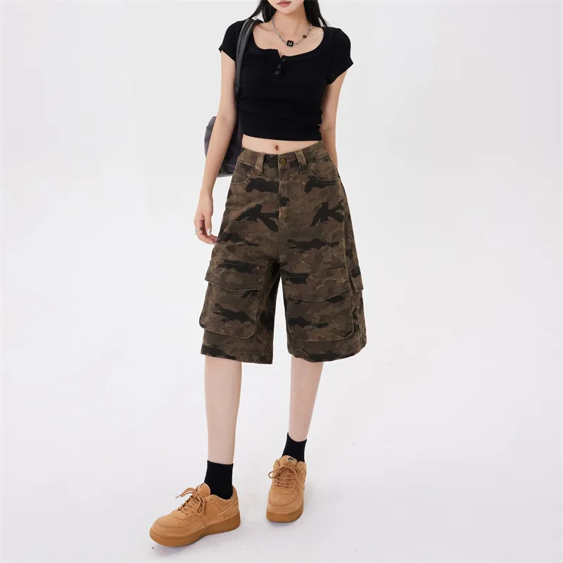 ZAVK Denim Shorts Women's [Camouflage Brown]-6