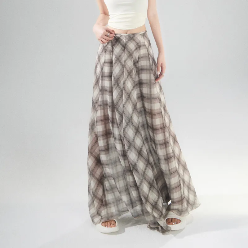 ZAVK Casual Long Skirts Women's [Brown]-5