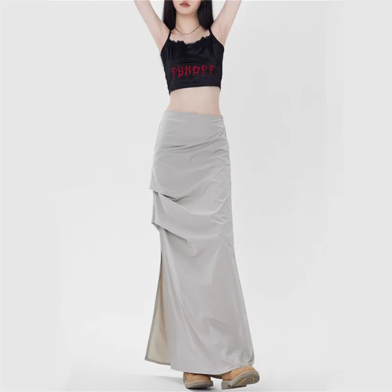 Vine Color Casual Long Skirt Women's-8