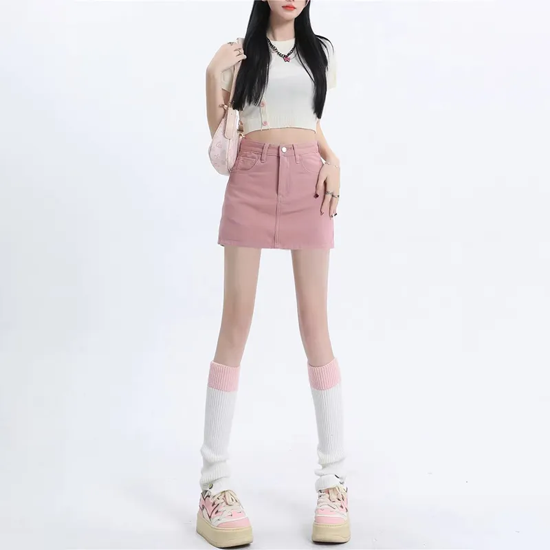 ZAVK Casual Short Skirts Women's Dirty Pink-2