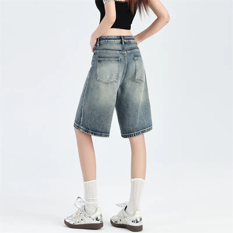 ZAVK Denim Shorts Women's Vintage Blue-5