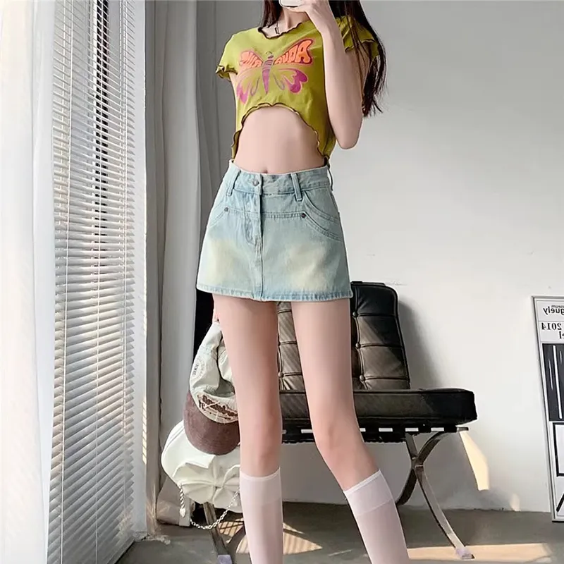 ZAVK Denim Short Skirts Women's Sky Blue-1