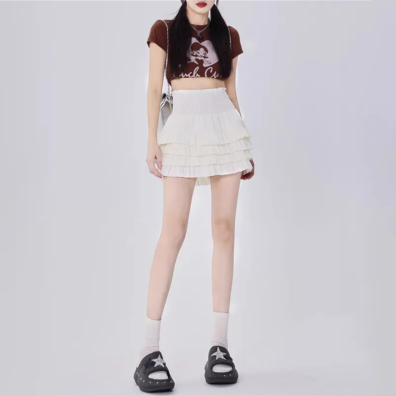 ZAVK Casual Short Skirts Women's White-5