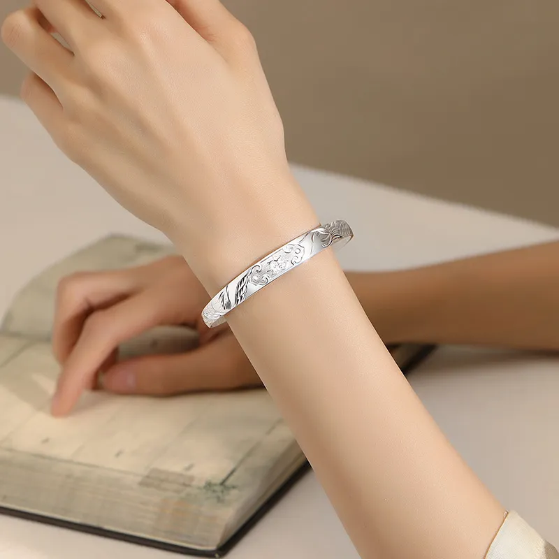 SHENGYALUO S999 Fine Silver Bangles Women's-4