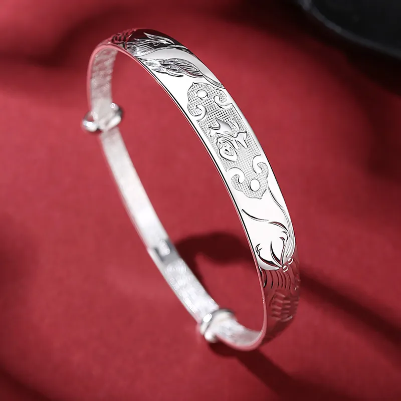 SHENGYALUO S999 Fine Silver Bangles Women's-3