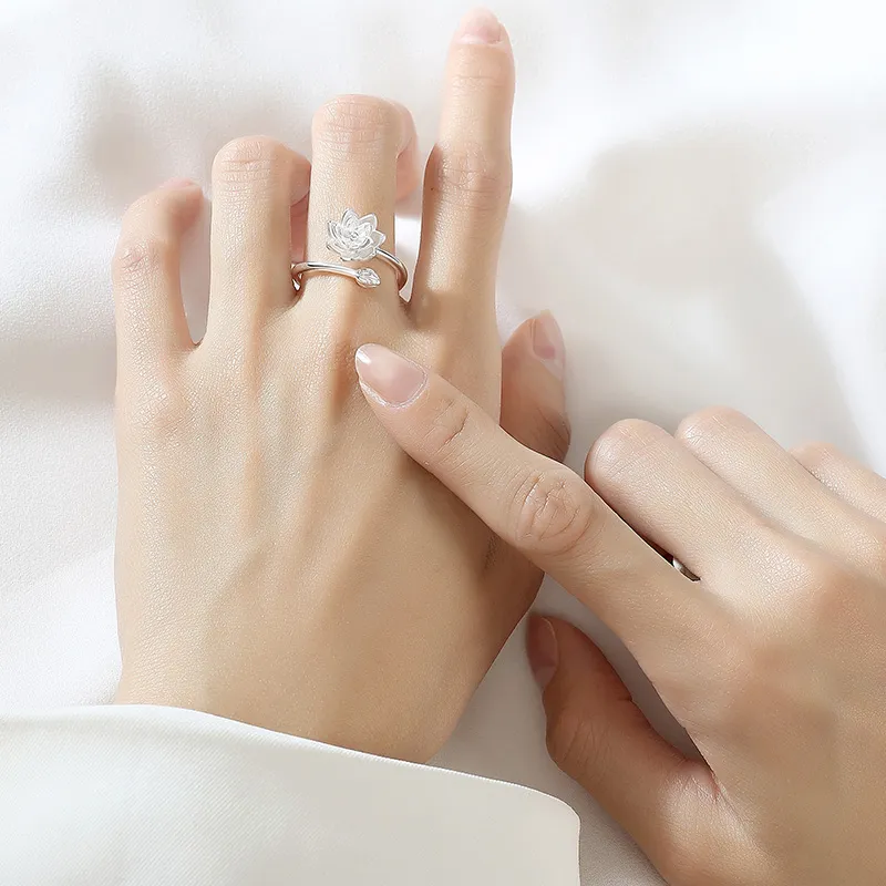 SHENGYALUO S999 Fine Silver Rings Women's-5