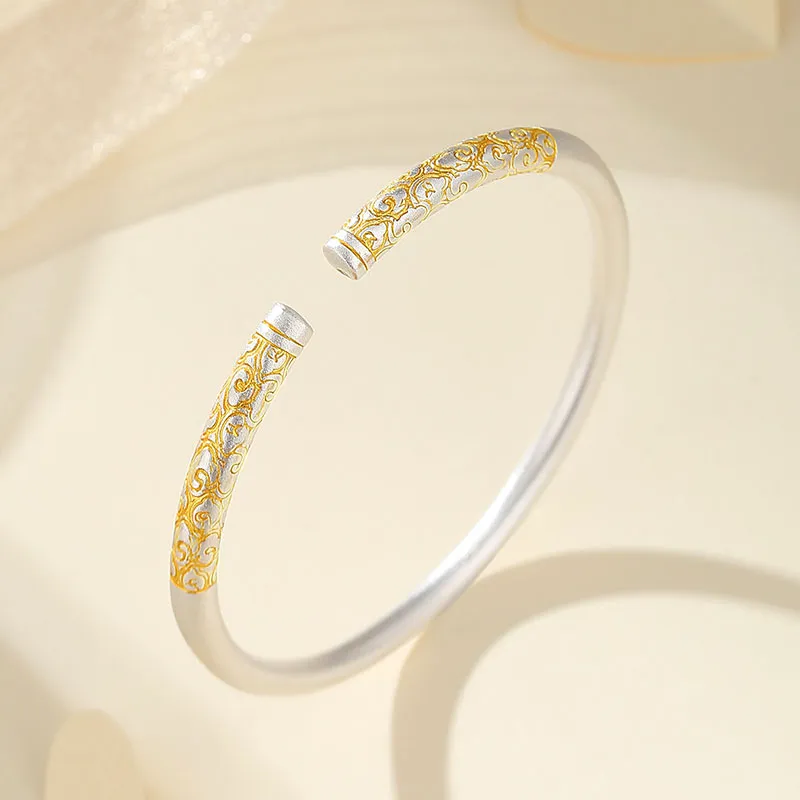 SHENGYALUO 999 Fine Silver Bangles Women's-5