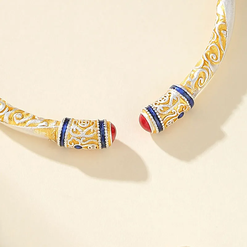 SHENGYALUO 999 Fine Silver Bangles Women's-3