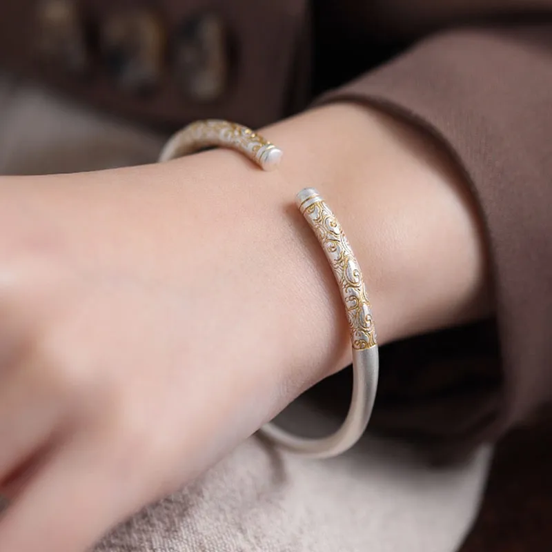 SHENGYALUO 999 Fine Silver Bangles Women's-4