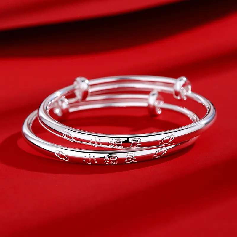SHENGYALUO 999 Fine Silver Bangles Kids'-5