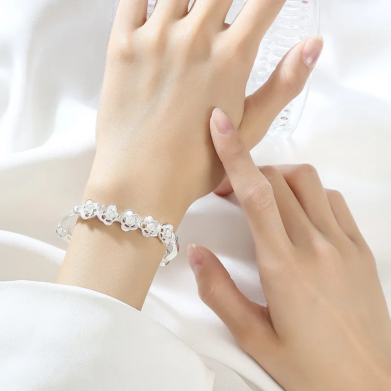 SHENGYALUO S999 Fine Silver Bangles Women's-4