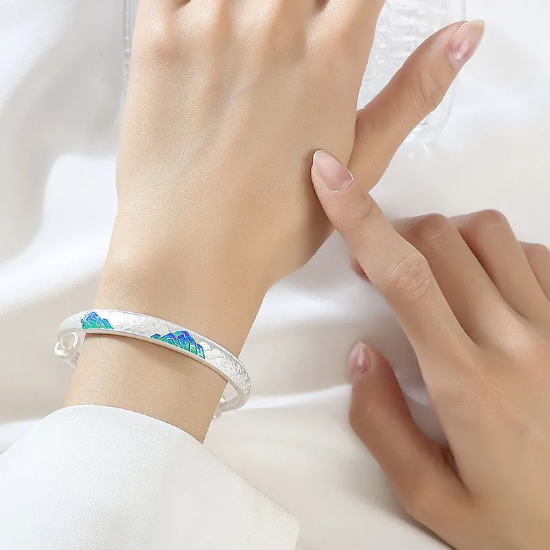 SHENGYALUO S999 Fine Silver Sterling Silver Bracelets Women's-2