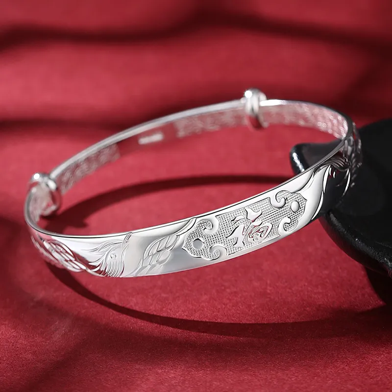 SHENGYALUO S999 Fine Silver Bangles Women's-2