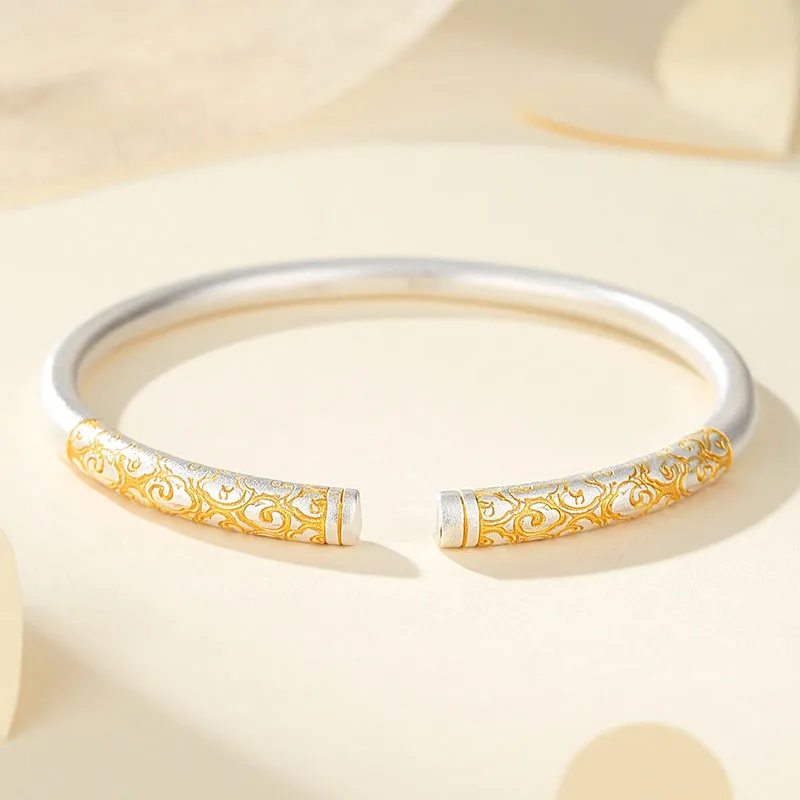 SHENGYALUO 999 Fine Silver Bangles Women's-1