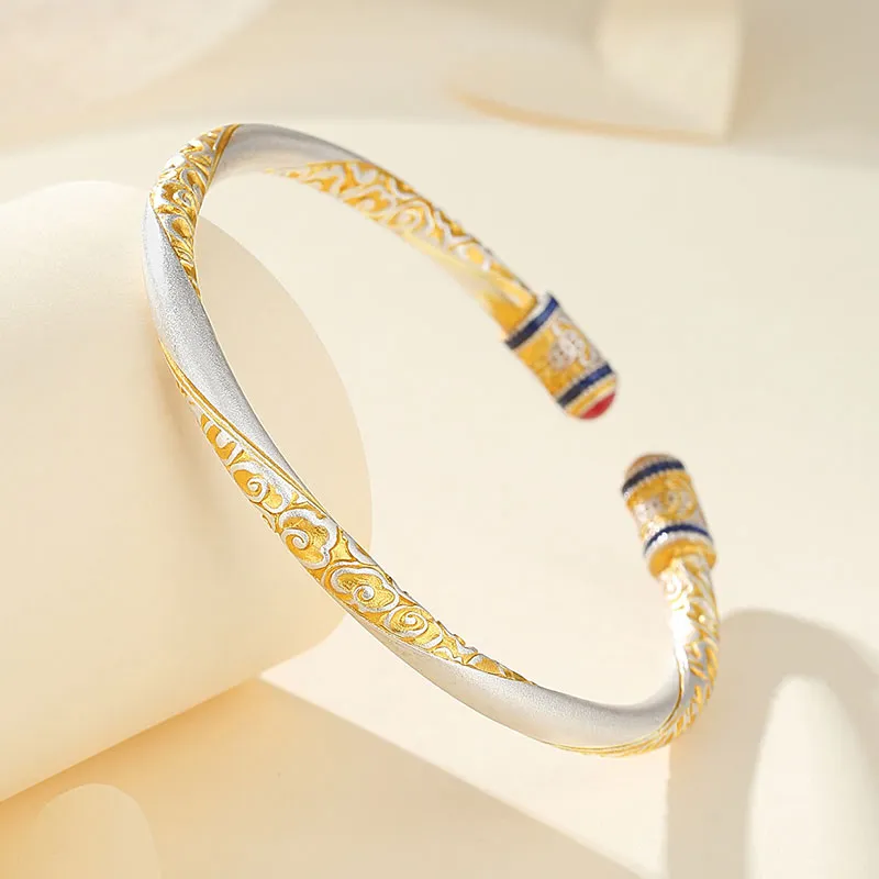 SHENGYALUO 999 Fine Silver Bangles Women's-1