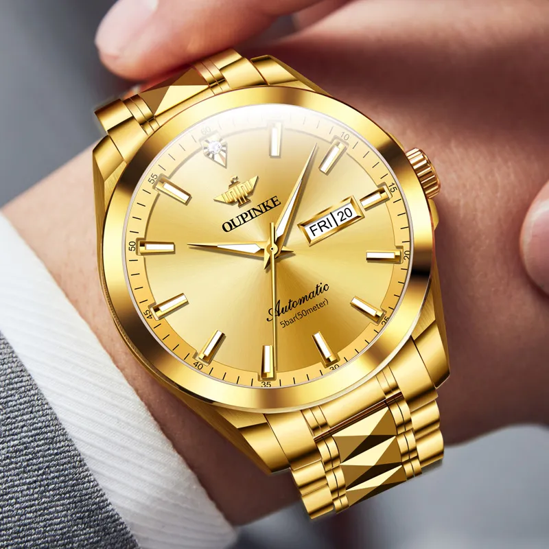 Oupinke Gaias Collection Mechanical Movement Stainless Steel Watchband Watch Men's Watches White Dial-34