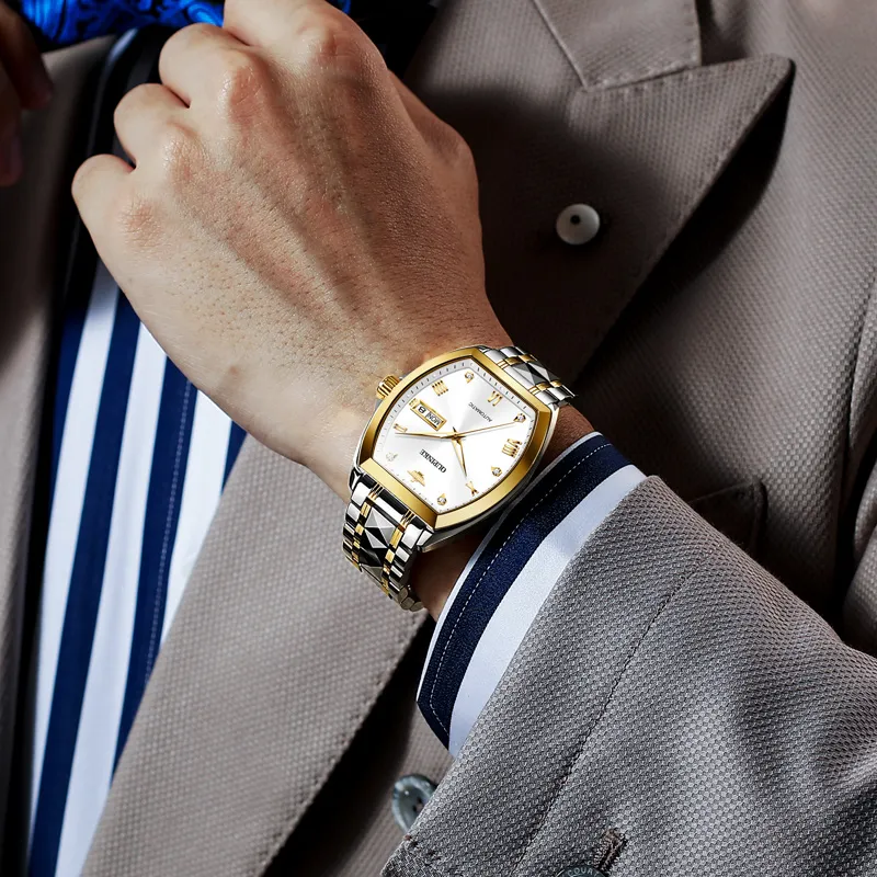 Oupinke Gaias Collection Mechanical Movement Stainless Steel Watchband Watch Men's Watches Black Dial-11