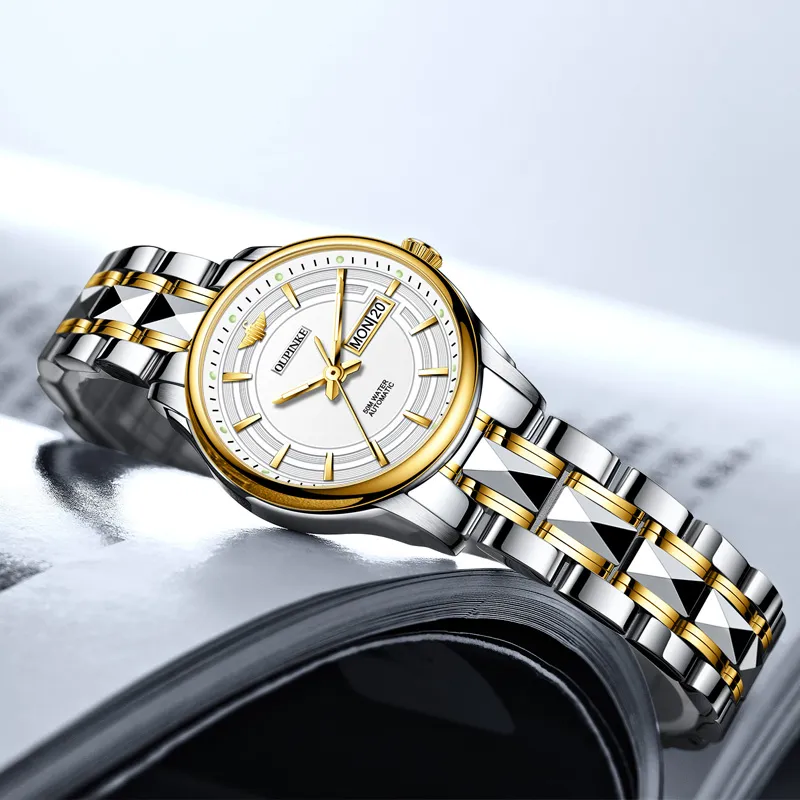 Oupinke Gaias Collection Mechanical Movement Stainless Steel Watchband Watch Women's Watch White Dial-5