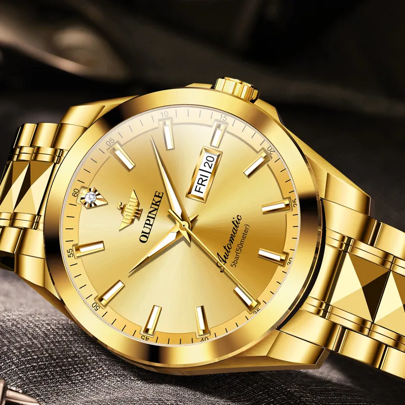 Oupinke Gaias Collection Mechanical Movement Stainless Steel Watchband Watch Men's Watches White Dial-33