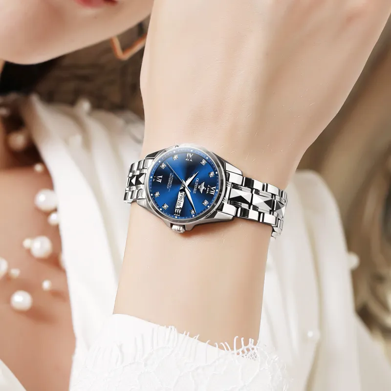 Oupinke Fashionable Versatility Elegance Mechanical Movement Watch Women's Watch White Dial-11