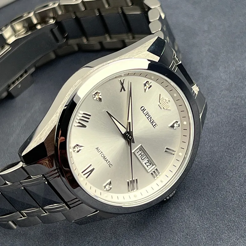 Oupinke Gaias Collection Mechanical Movement Stainless Steel Watchband Watch Men's Watches White Dial-2