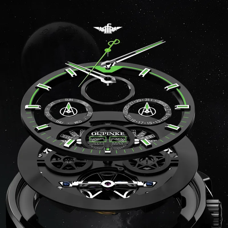 Oupinke Darth Vader Collection Mechanical Movement Stainless Steel Watchband Watch Men's Watches Black Dial-17
