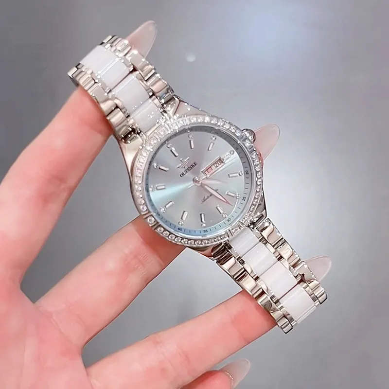 Oupinke Luxury Elegant Women's Watch Mechanical Movement Stainless Steel Watchband Watch Women's Watch White Dial-14