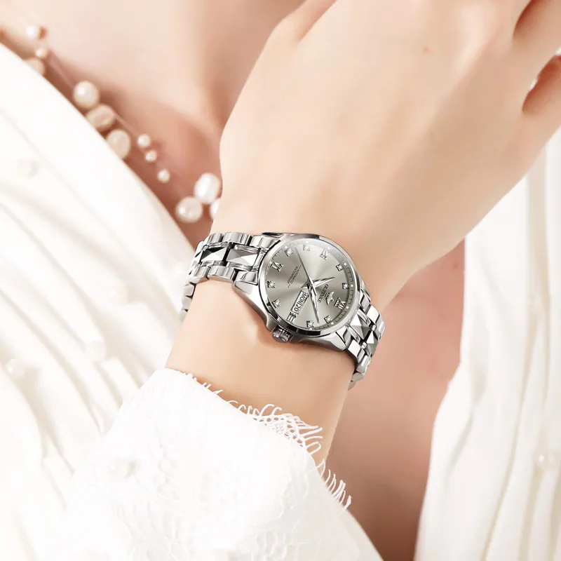 Oupinke Fashionable Versatility Elegance Mechanical Movement Watch Women's Watch White Dial-22