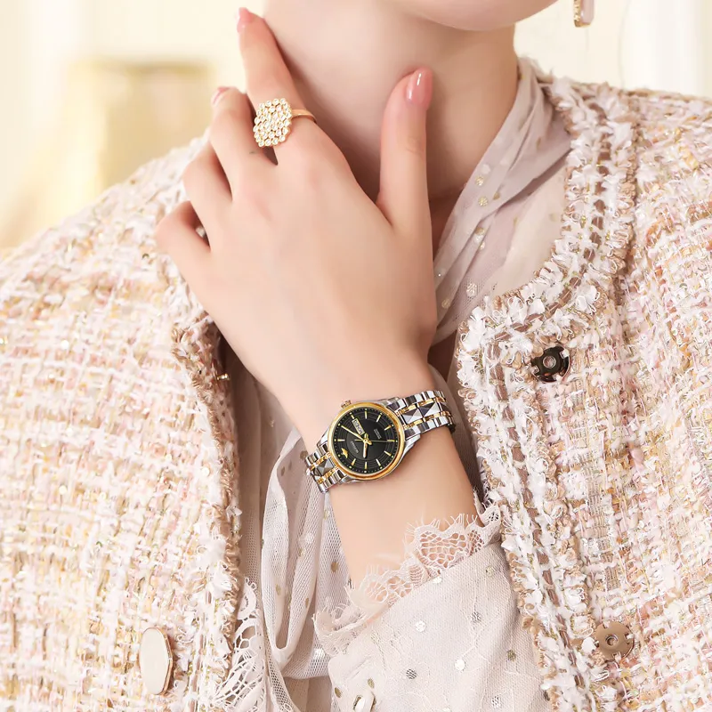 Oupinke Gaias Collection Mechanical Movement Stainless Steel Watchband Watch Women's Watch White Dial-9