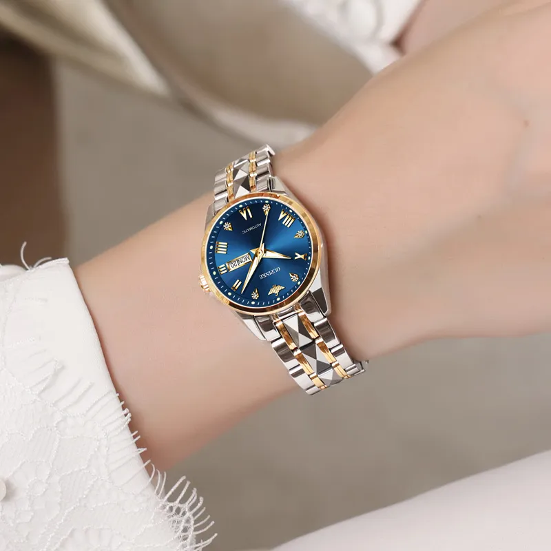 Oupinke Gaias Collection Mechanical Movement Tungsten Steel Strap Watch Women's Watch White Dial-17