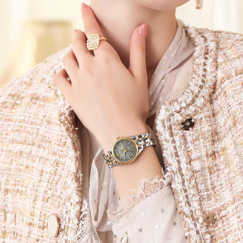 Oupinke Gaias Collection Mechanical Movement Stainless Steel Watchband Watch Women's Watch White Dial-14