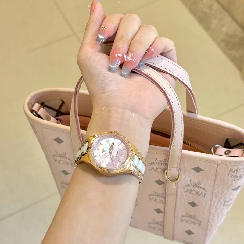 Oupinke Luxury Elegant Women's Watch Mechanical Movement Stainless Steel Watchband Watch Women's Watch White Dial-24