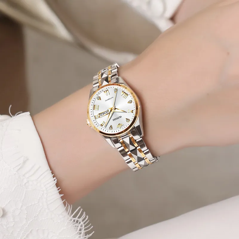 Oupinke Gaias Collection Mechanical Movement Tungsten Steel Strap Watch Women's Watch White Dial-13
