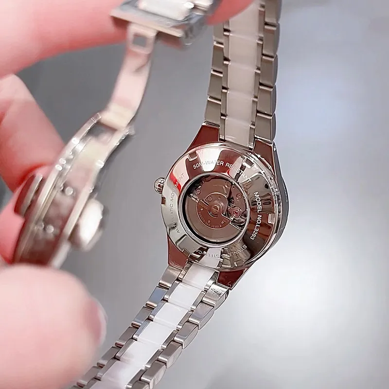 Oupinke Luxury Elegant Women's Watch Mechanical Movement Stainless Steel Watchband Watch Women's Watch White Dial-18