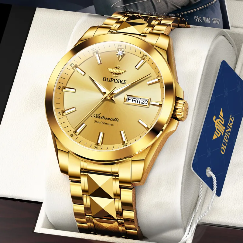 Oupinke Gaias Collection Mechanical Movement Stainless Steel Watchband Watch Men's Watches White Dial-31