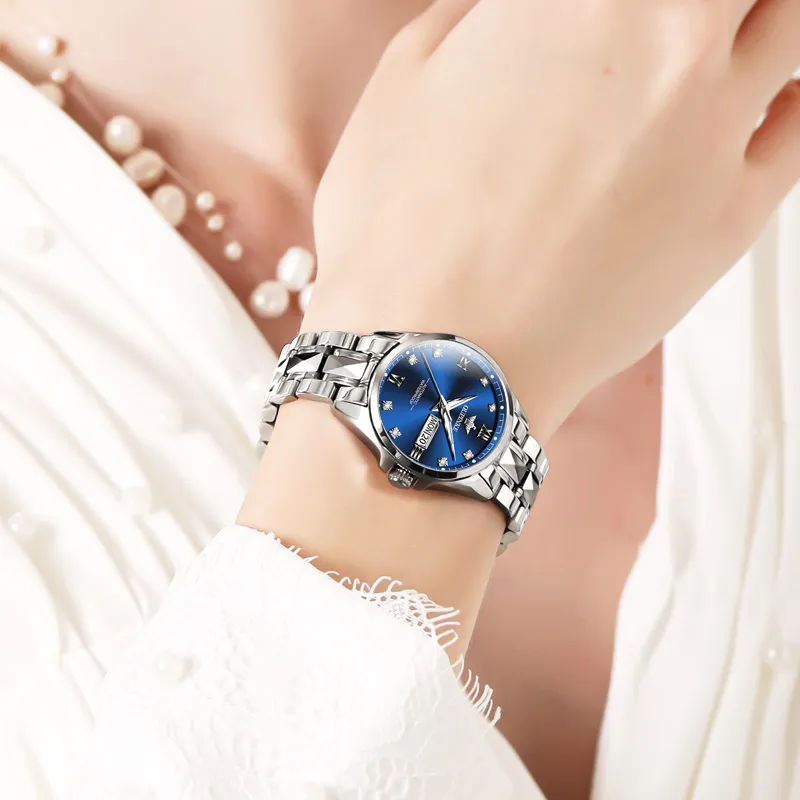 Oupinke Fashionable Versatility Elegance Mechanical Movement Watch Women's Watch White Dial-10
