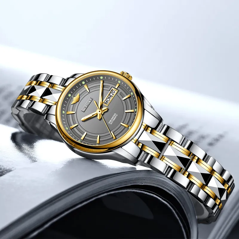 Oupinke Gaias Collection Mechanical Movement Stainless Steel Watchband Watch Women's Watch White Dial-12