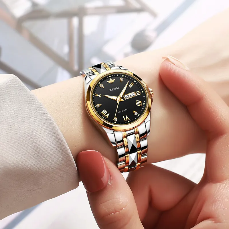 Oupinke Gaias Collection Mechanical Movement Tungsten Steel Strap Watch Women's Watch White Dial-15