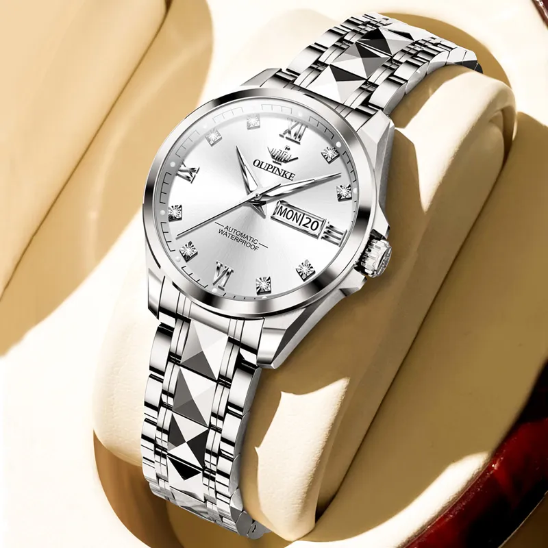 Oupinke Fashionable Versatility Elegance Mechanical Movement Watch Women's Watch White Dial-3