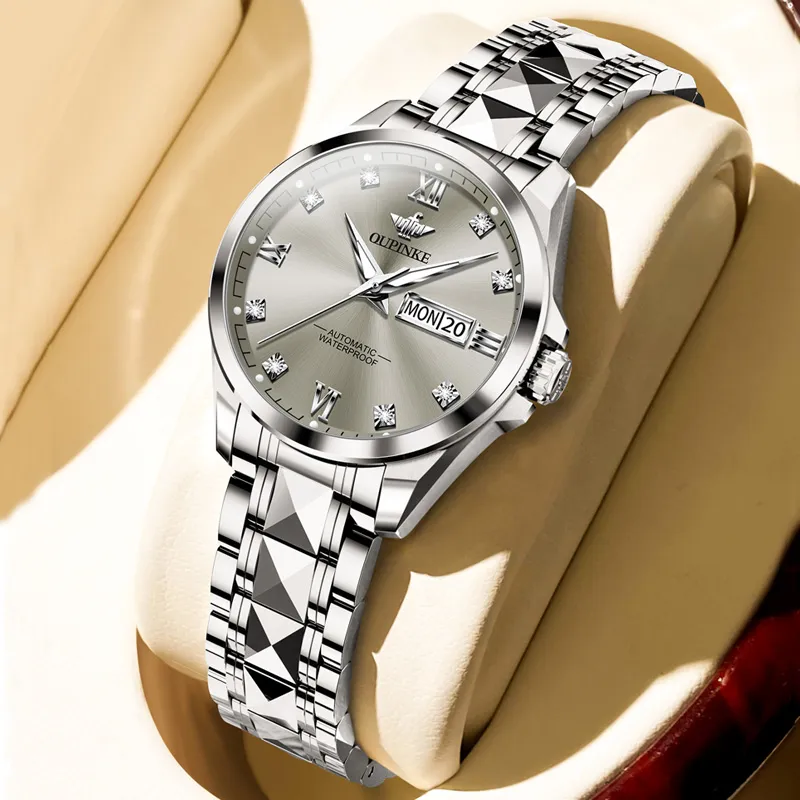 Oupinke Fashionable Versatility Elegance Mechanical Movement Watch Women's Watch White Dial-21