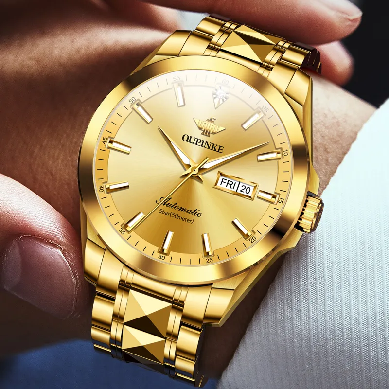 Oupinke Gaias Collection Mechanical Movement Stainless Steel Watchband Watch Men's Watches White Dial-32