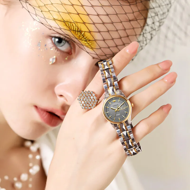 Oupinke Gaias Collection Mechanical Movement Stainless Steel Watchband Watch Women's Watch White Dial-13