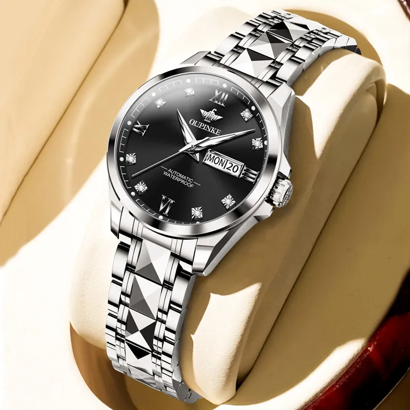 Oupinke Fashionable Versatility Elegance Mechanical Movement Watch Women's Watch White Dial-15